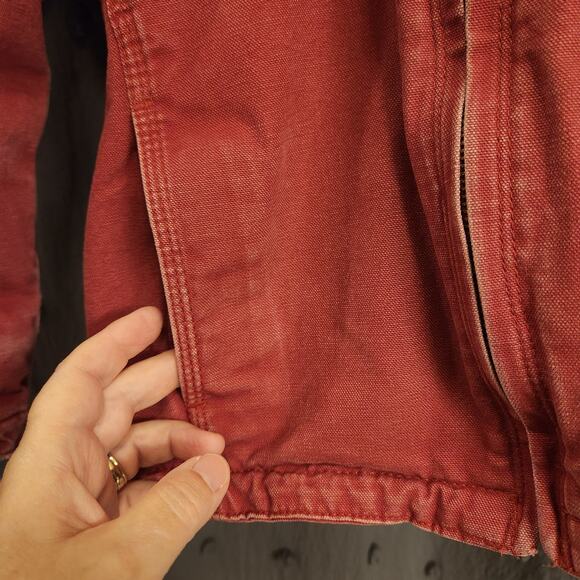 BERNE Duck Canvas Jacket Youth Medium R 10-11 Pink Sherpa Lined Hood Pocket Barn - Picture 11 of 12